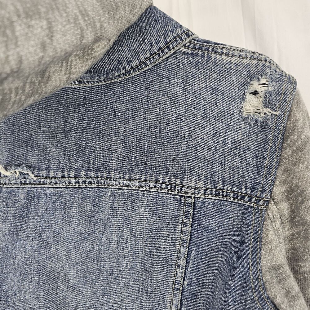 Free People Denim and Knit Hoodie Jacket Size Small - Picture 8 of 9